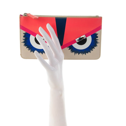 Fendi Vitello Elite Crystal Eye Monster Zip Pouch Bellini Multicolor 2 of 7