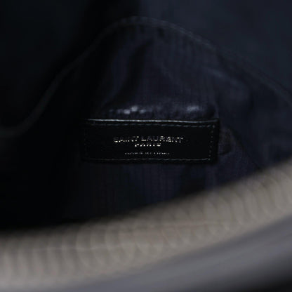 Saint Laurent Calfskin Crocodile Embossed Sid Messenger Bag Black 9 of 10