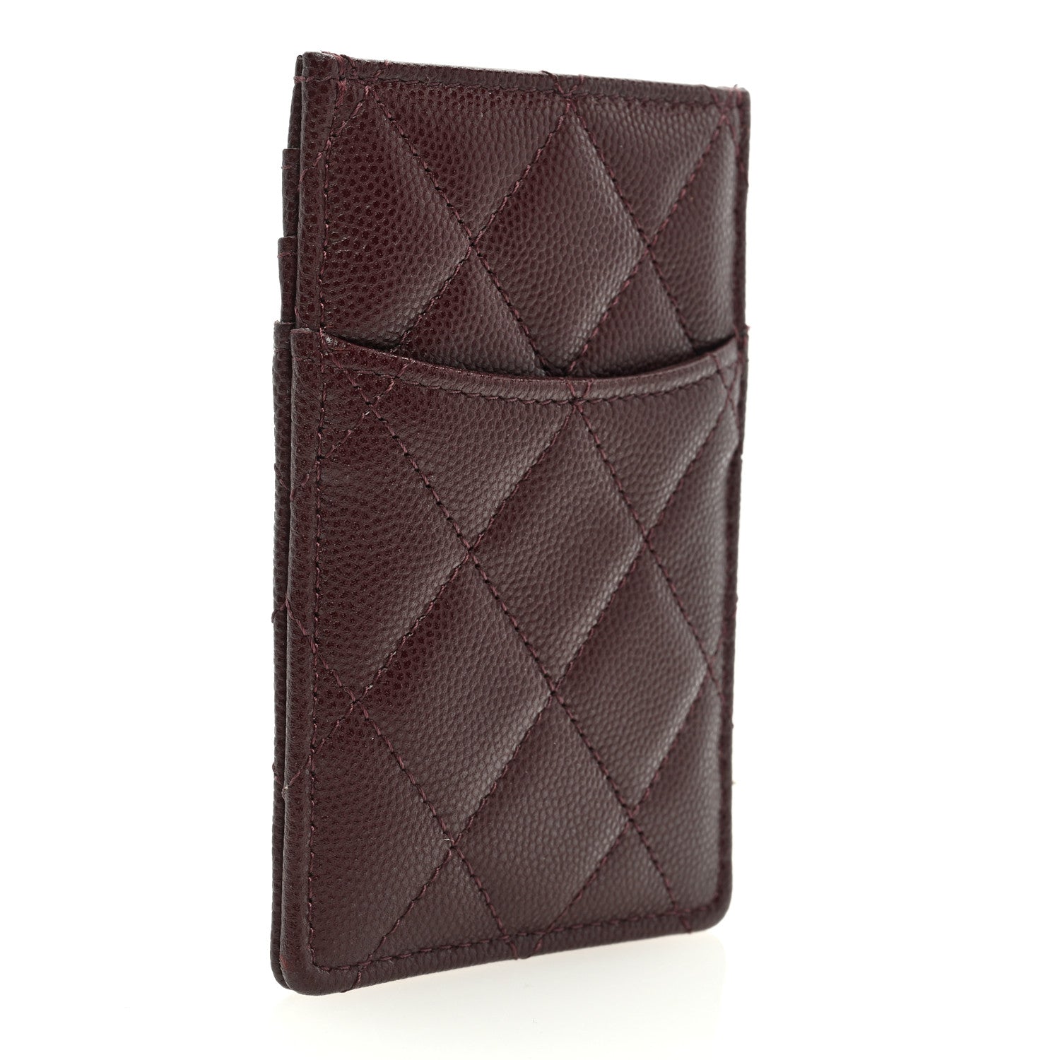 Chanel Caviar Quilted Crystal Vertical Card Holder Burgundy 3 of 7