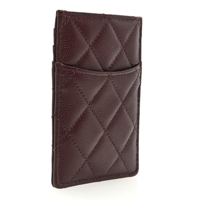 Chanel Caviar Quilted Crystal Vertical Card Holder Burgundy 3 of 7