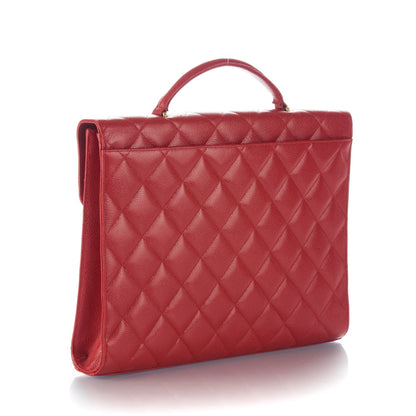 Chanel Caviar Quilted Briefcase Laptop Bag Red 3 of 9