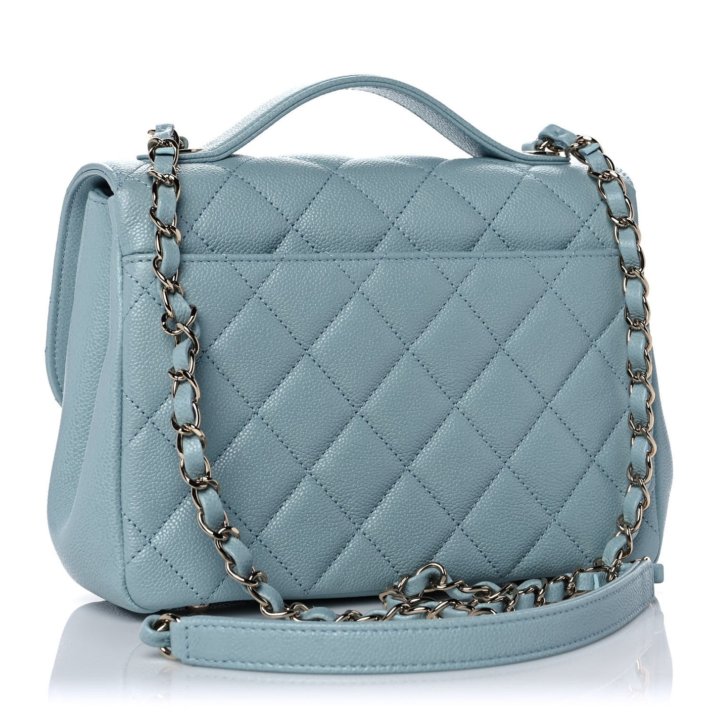 Caviar Quilted Small Business Affinity Flap Light Blue