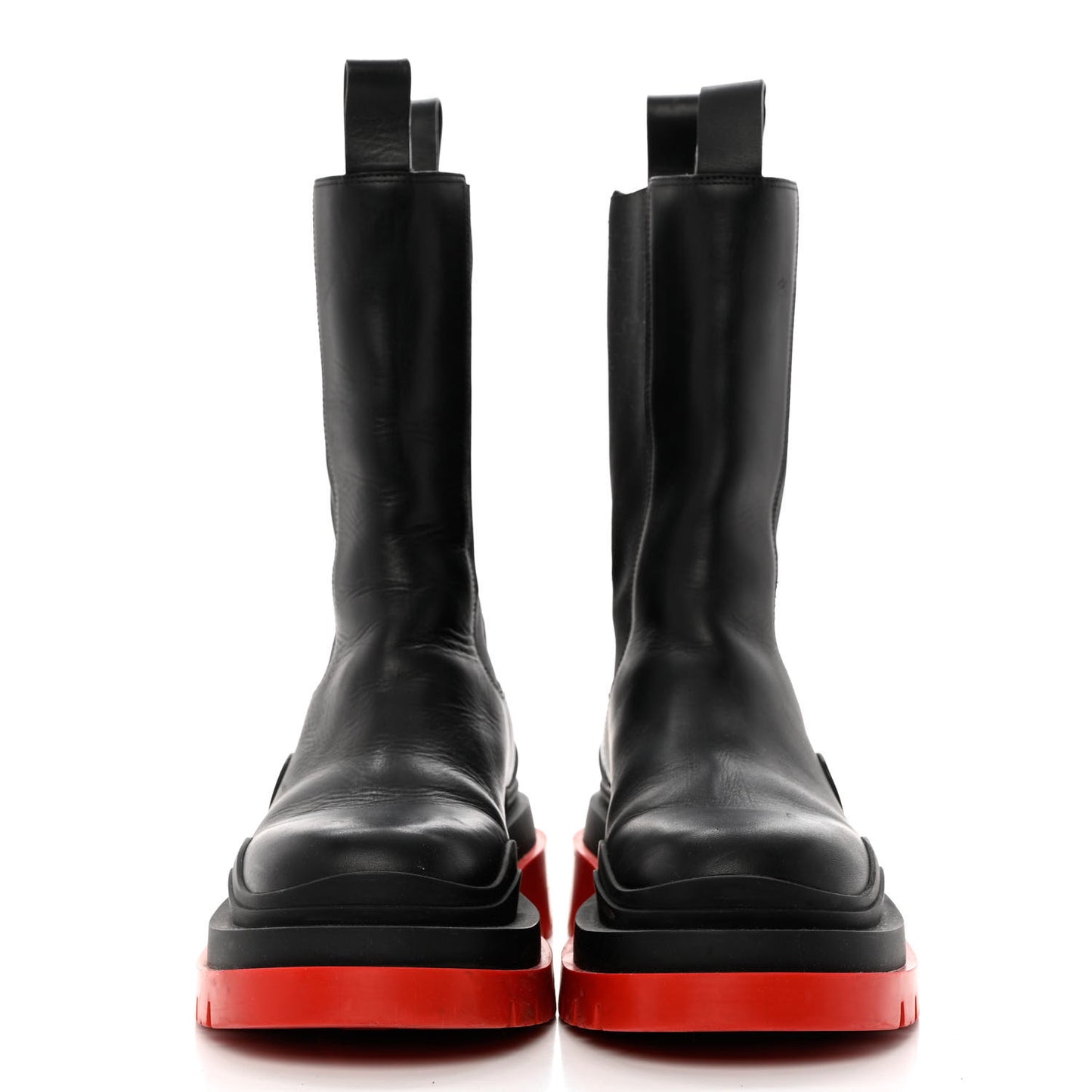 Calfskin The Tire Chelsea Boots 41 Black Bright Red