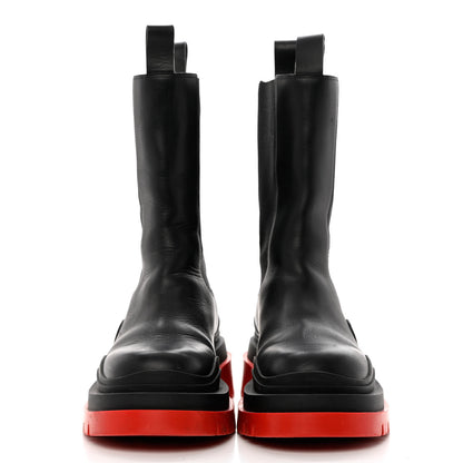 Bottega Veneta Calfskin The Tire Chelsea Boots 41 Black Bright Red 2 of 14