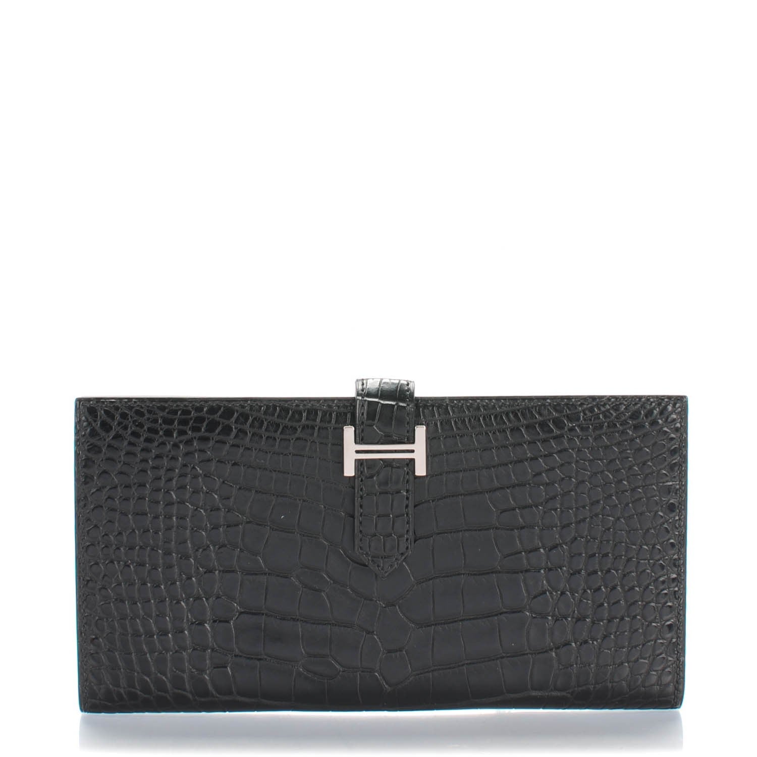 Hermes Matte Alligator Bearn Wallet Black 1 of 8