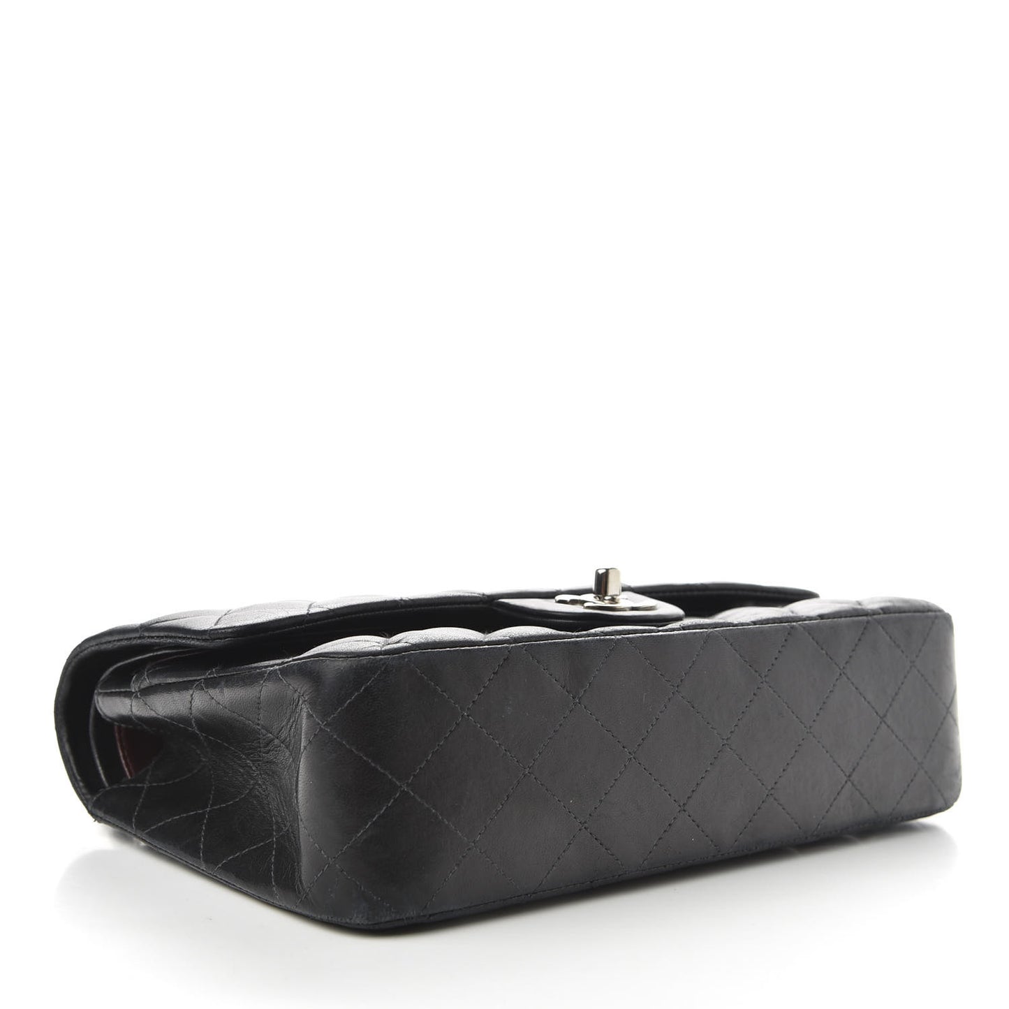 Lambskin Quilted Medium Double Flap Black