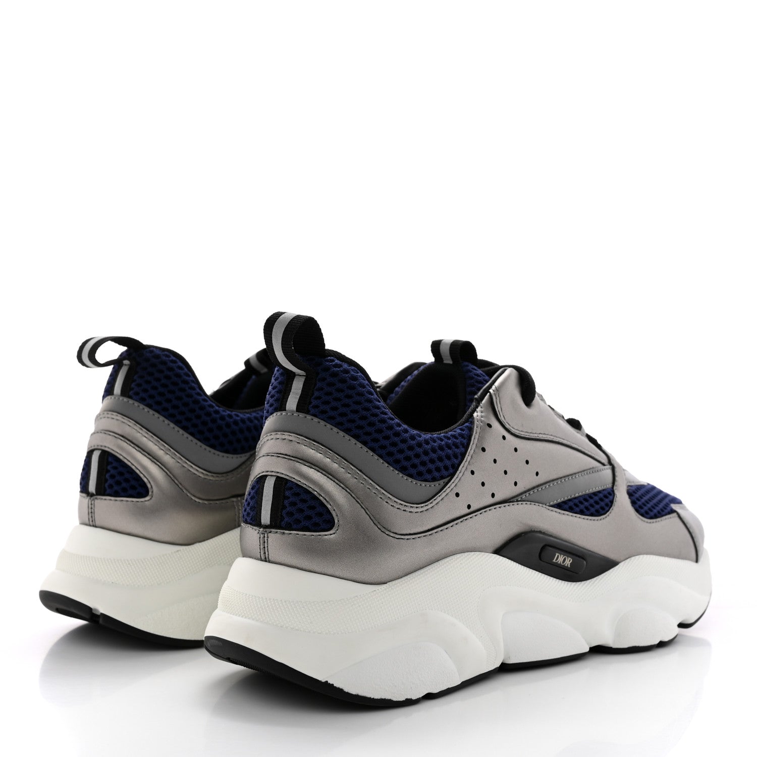 Christian Dior Technical Mesh Calfskin Mens B22 Sneakers 43 Blue Silver 4 of 13