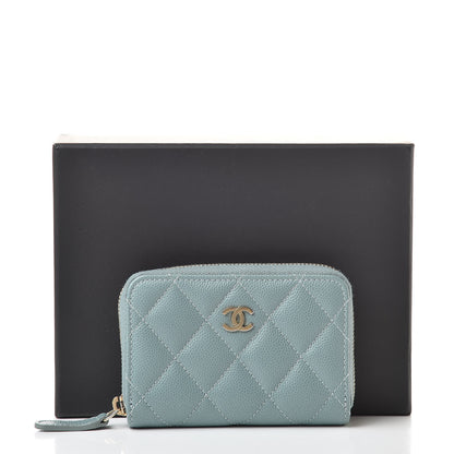 Chanel Iridescent Caviar Quilted Zip Coin Purse Light Blue 8 of 8
