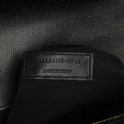Saint Laurent Grain De Poudre Matelasse Chevron Large Monogram Satchel Black 7 of 11
