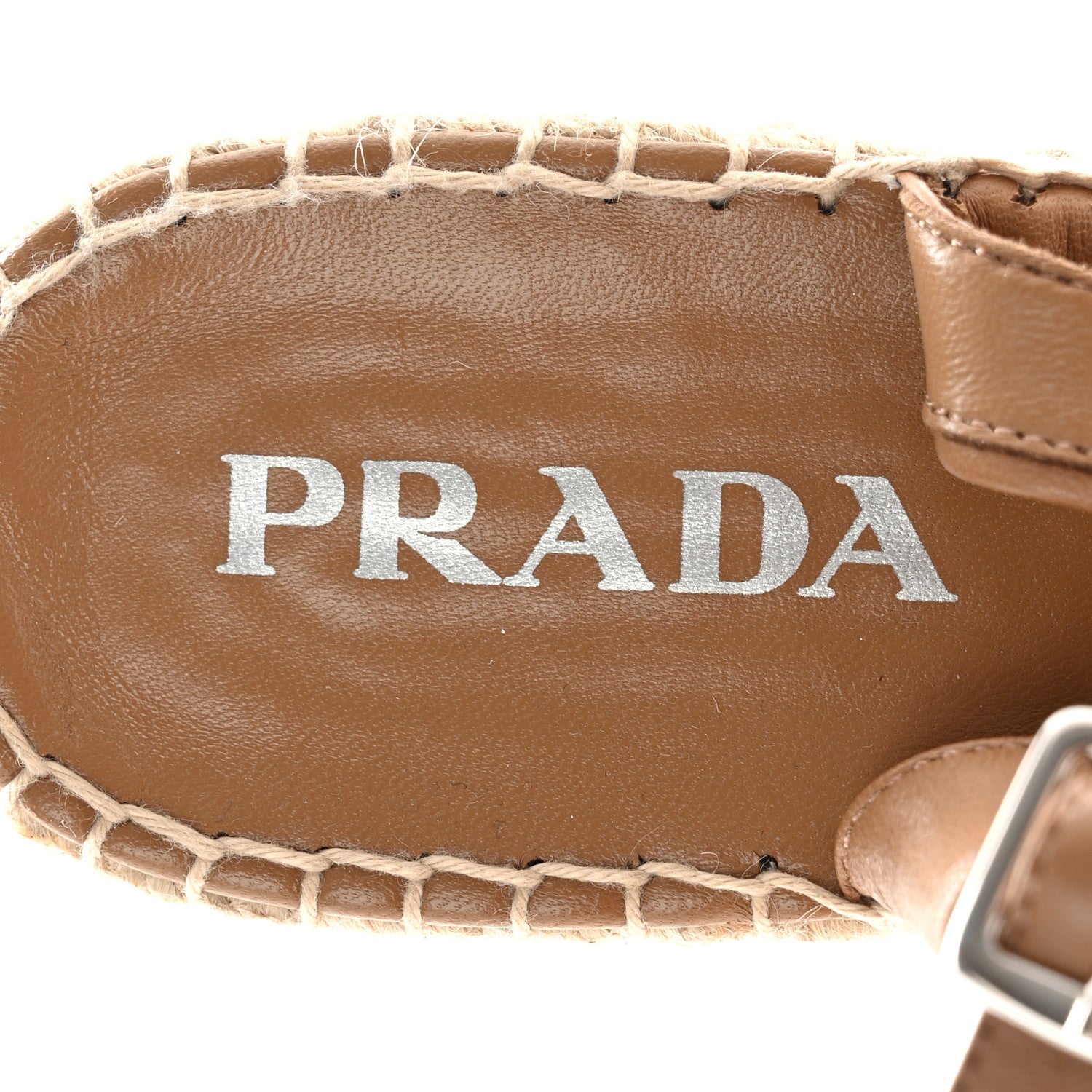 Prada Nappa Quilted Espadrille 90mm Wedge Sandals 39 Caramel 8 of 10