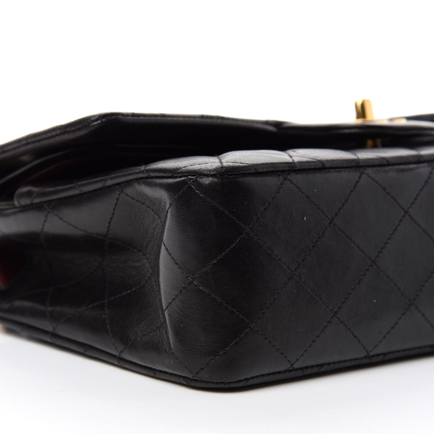 Lambskin Quilted Medium Double Flap Black