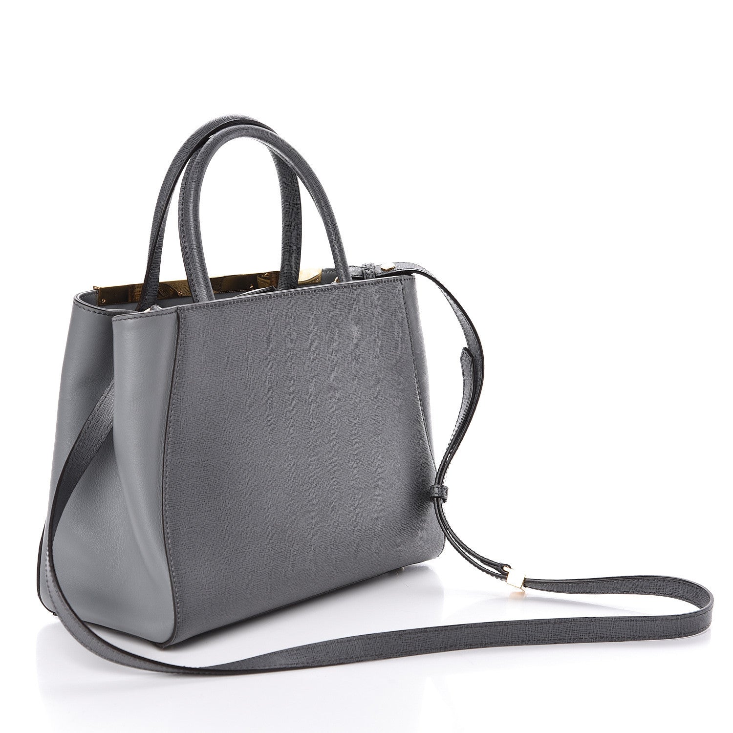 Fendi Vitello Elite Petite 2Jours Tote Grigio Grigio Chiaro 4 of 12