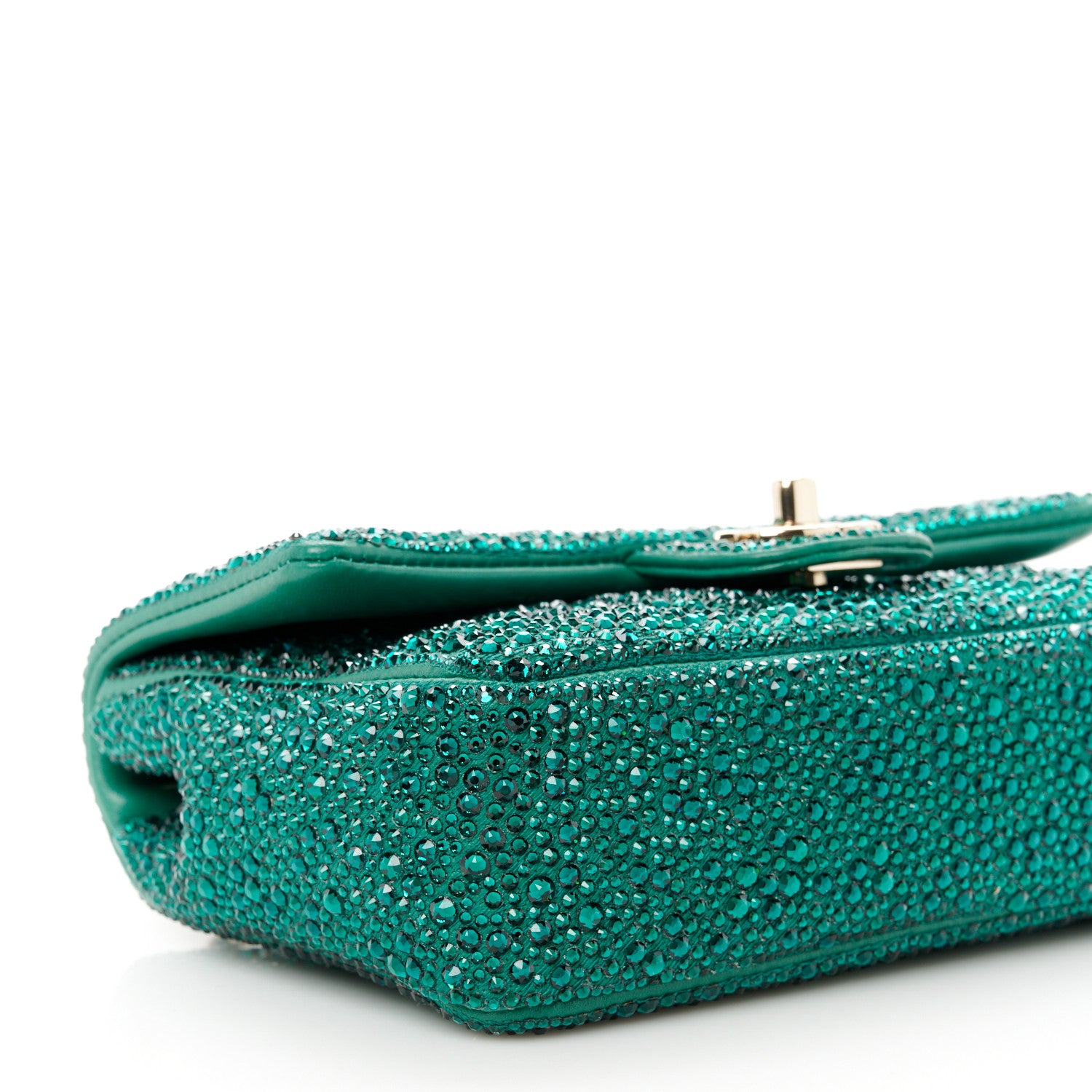 Chanel Lambskin Crystal Diamante Small Flap Green 10 of 12