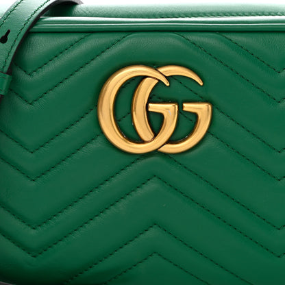 Gucci Calfskin Matelasse Small GG Marmont Chain Shoulder Bag Emerald Green 8 of 11