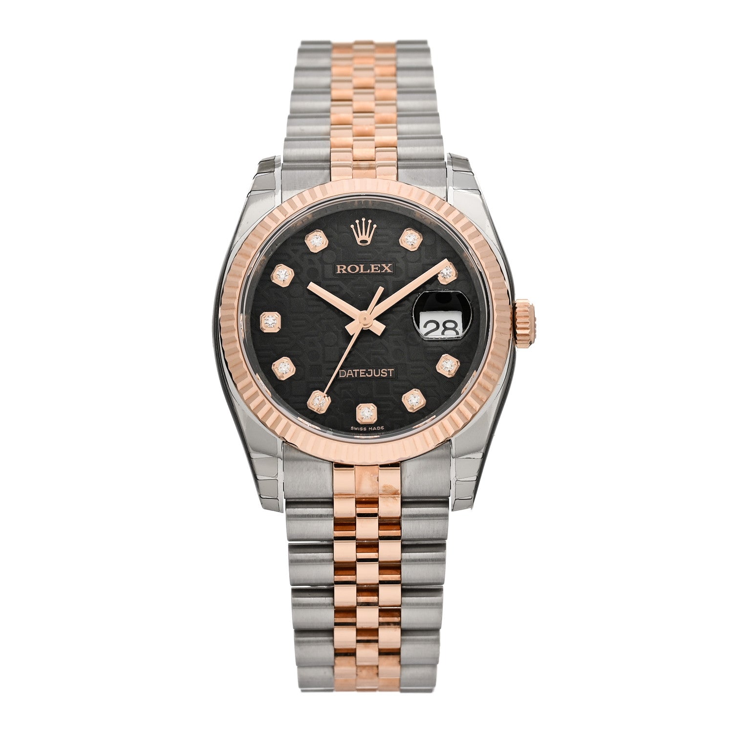 Rolex Stainless Steel 18K Everose Gold Diamond 36mm Oyster Perpetual Datejust Watch Black Jubilee 116231 1 of 5