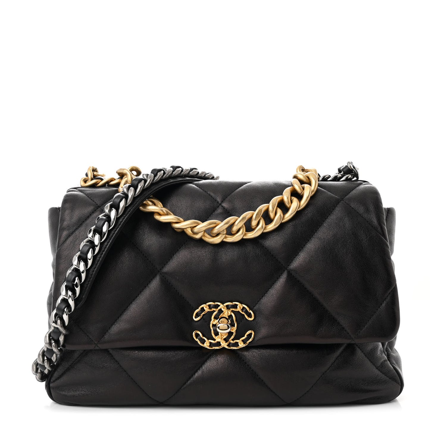 Lambskin Quilted Large Chanel 19 Flap Black