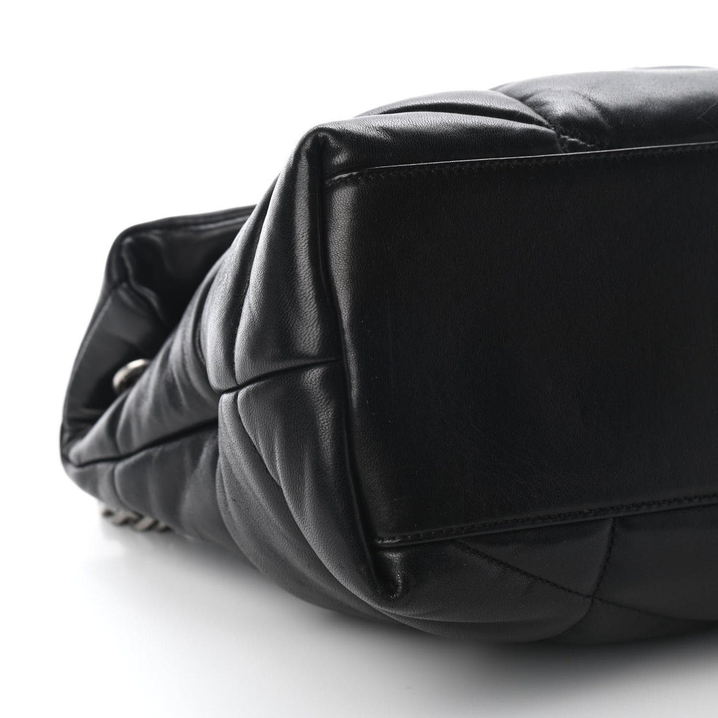 Lambskin Quilted Medium Loulou Puffer Monogram Chain Satchel Black