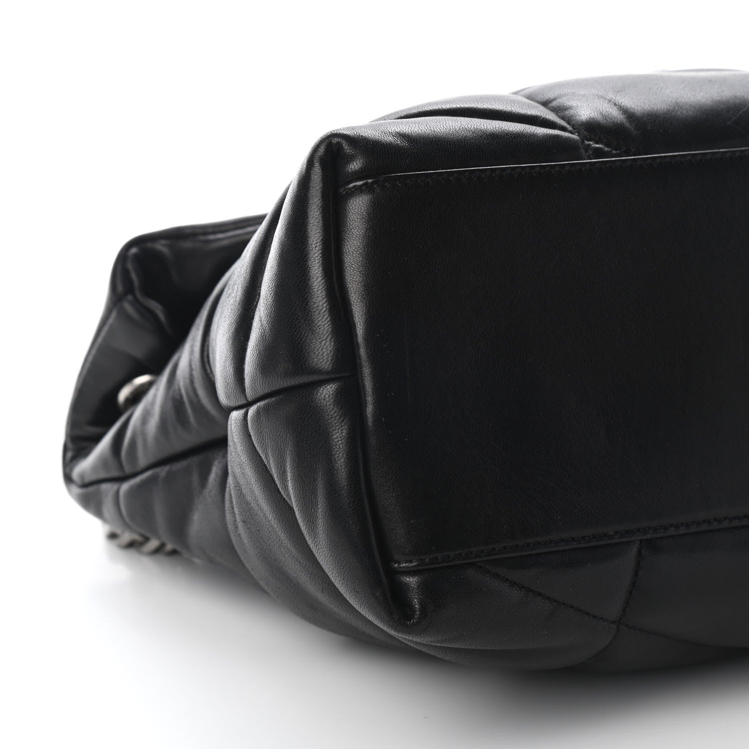 Saint Laurent Lambskin Quilted Medium Loulou Puffer Monogram Chain Satchel Black 8 of 9