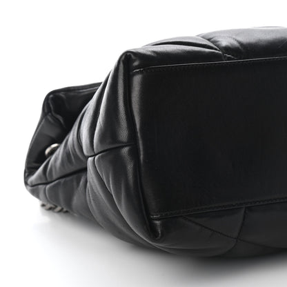 Saint Laurent Lambskin Quilted Medium Loulou Puffer Monogram Chain Satchel Black 8 of 9