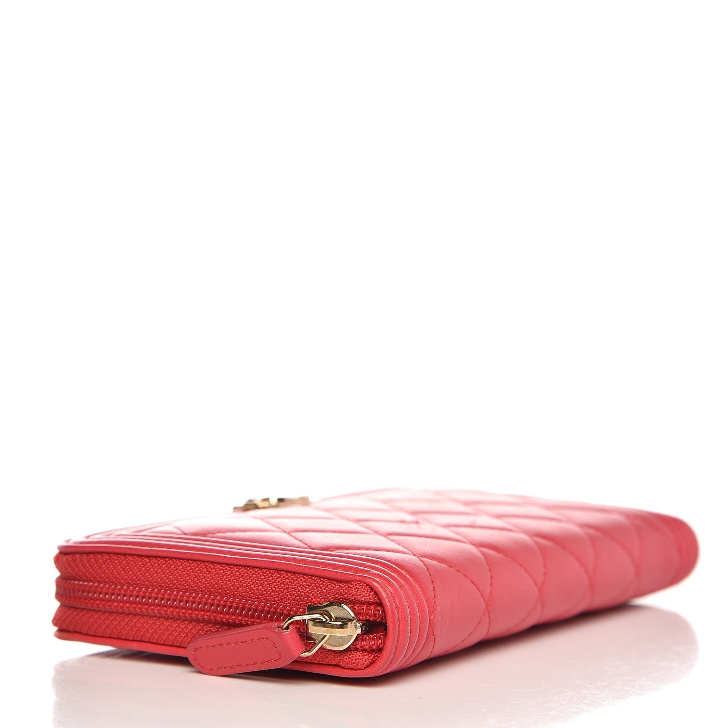 Chanel Lambskin Quilted Boy Zip Around Wallet Red 4 of 9