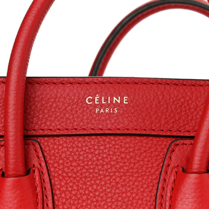 Celine Drummed Calfskin Nano Luggage Coquelicot 6 of 14