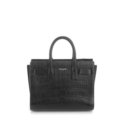 Saint Laurent Calfskin Crocodile Embossed Nano Sac De Jour Black 1 of 5