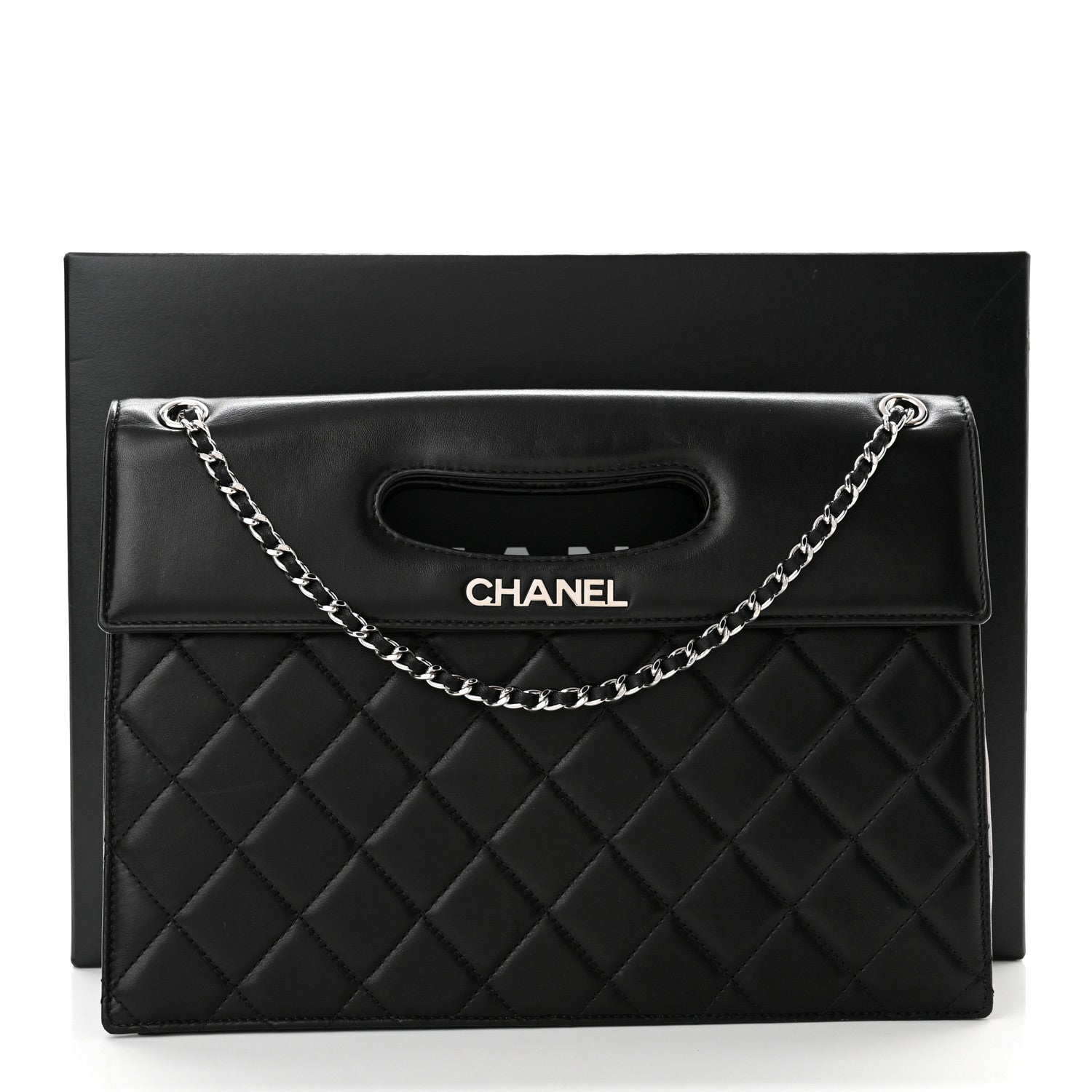 Chanel Lambskin Top Handle Logo Flap Black 11 of 11