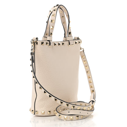 Valentino Garavani Pebbled Calfskin Rockstud Bucket Bag White 3 of 9