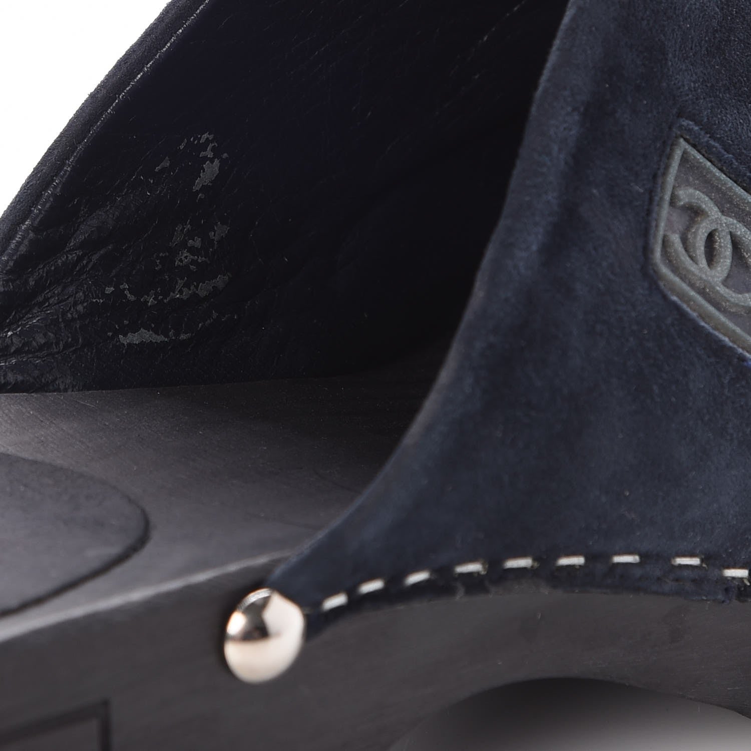 Chanel Suede CC Clogs 40 Dark Navy Blue 14 of 17