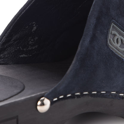 Chanel Suede CC Clogs 40 Dark Navy Blue 14 of 17