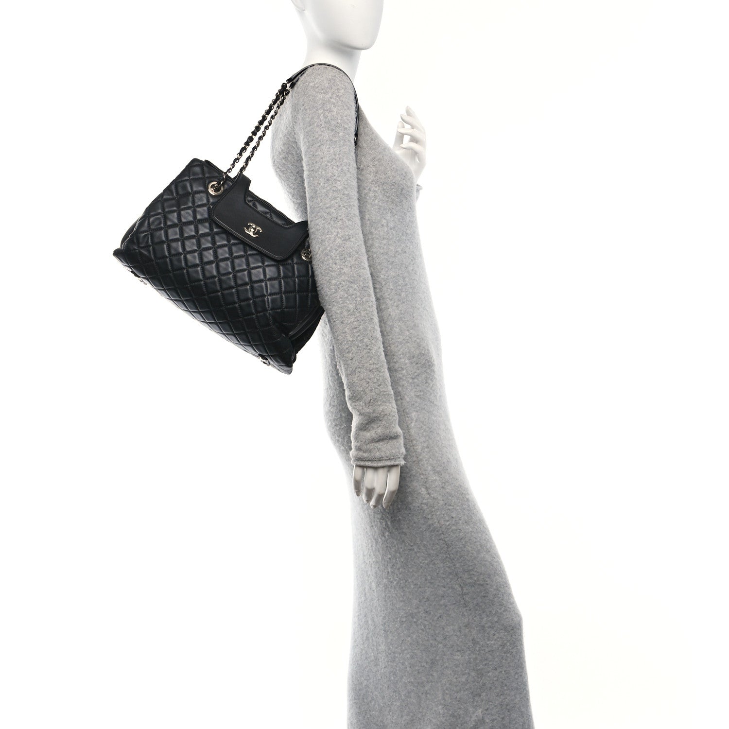 Chanel Lambskin Quilted By 3 Shopping Tote Black 2 of 10