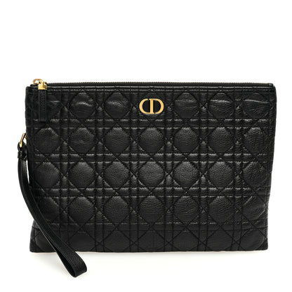 Christian Dior Supple Calfskin Cannage Large Caro Daily Pouch Black 1 of 7