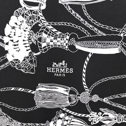 Hermes Silk Passementerie Maxi Twilly Cut Black White Beige 3 of 4