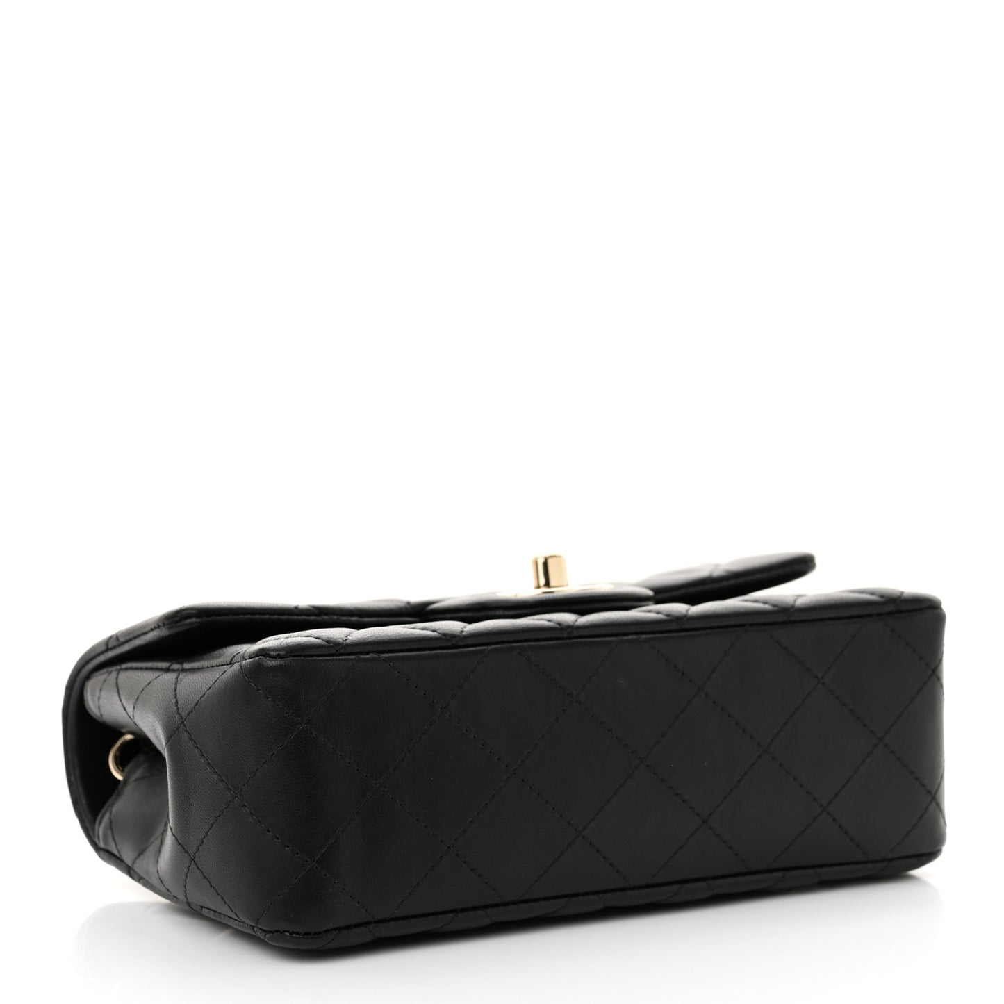 Lambskin Quilted Mini Rectangular Flap Black