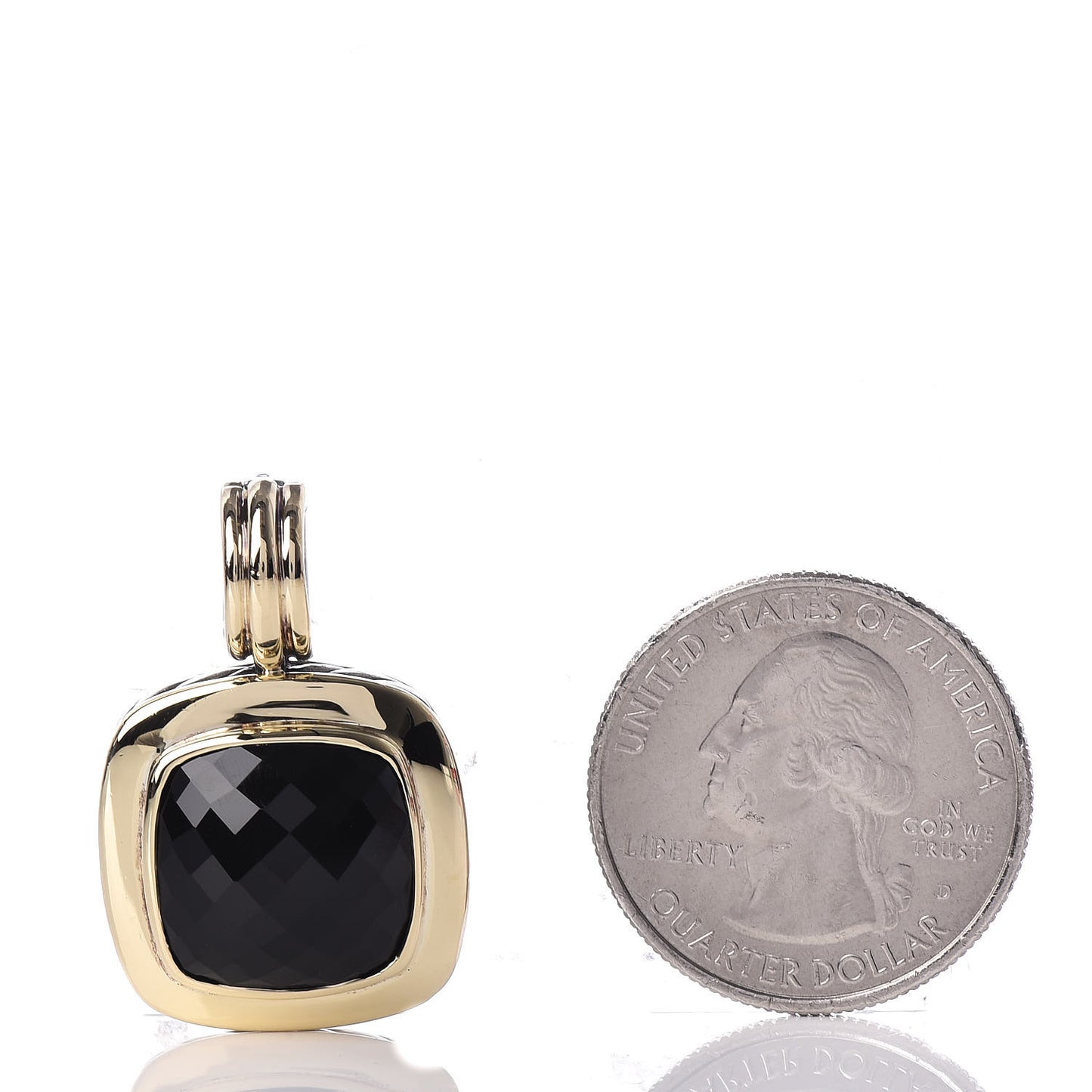 Sterling Silver 18K Yellow Gold Black Onyx 14mm Albion Enhancer Pendant