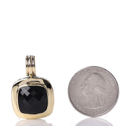 David Yurman Sterling Silver 18K Yellow Gold Black Onyx 14mm Albion Enhancer Pendant 3 of 5