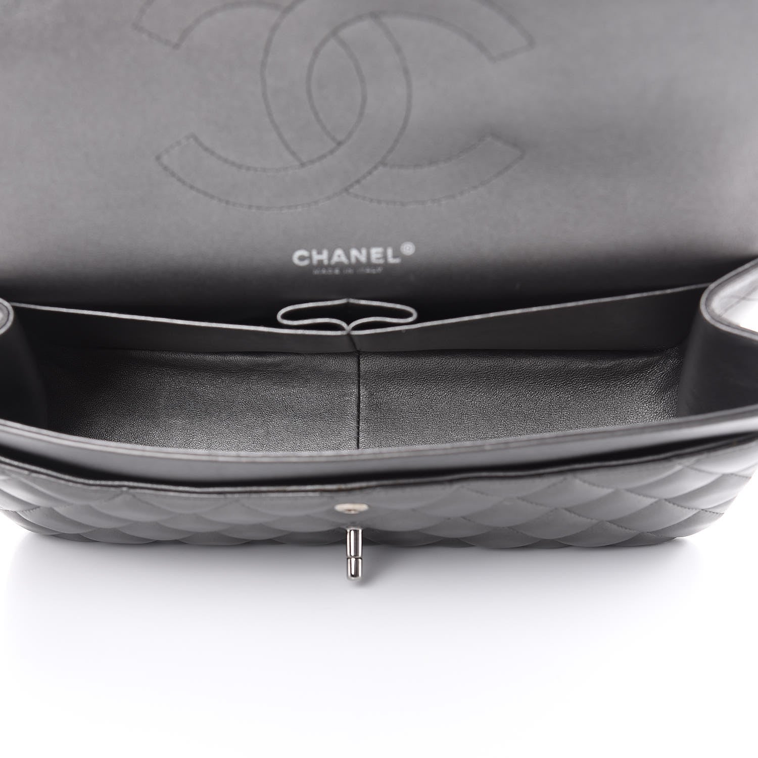Chanel Metallic Lambskin Quilted Jumbo Double Flap Pewter 5 of 15