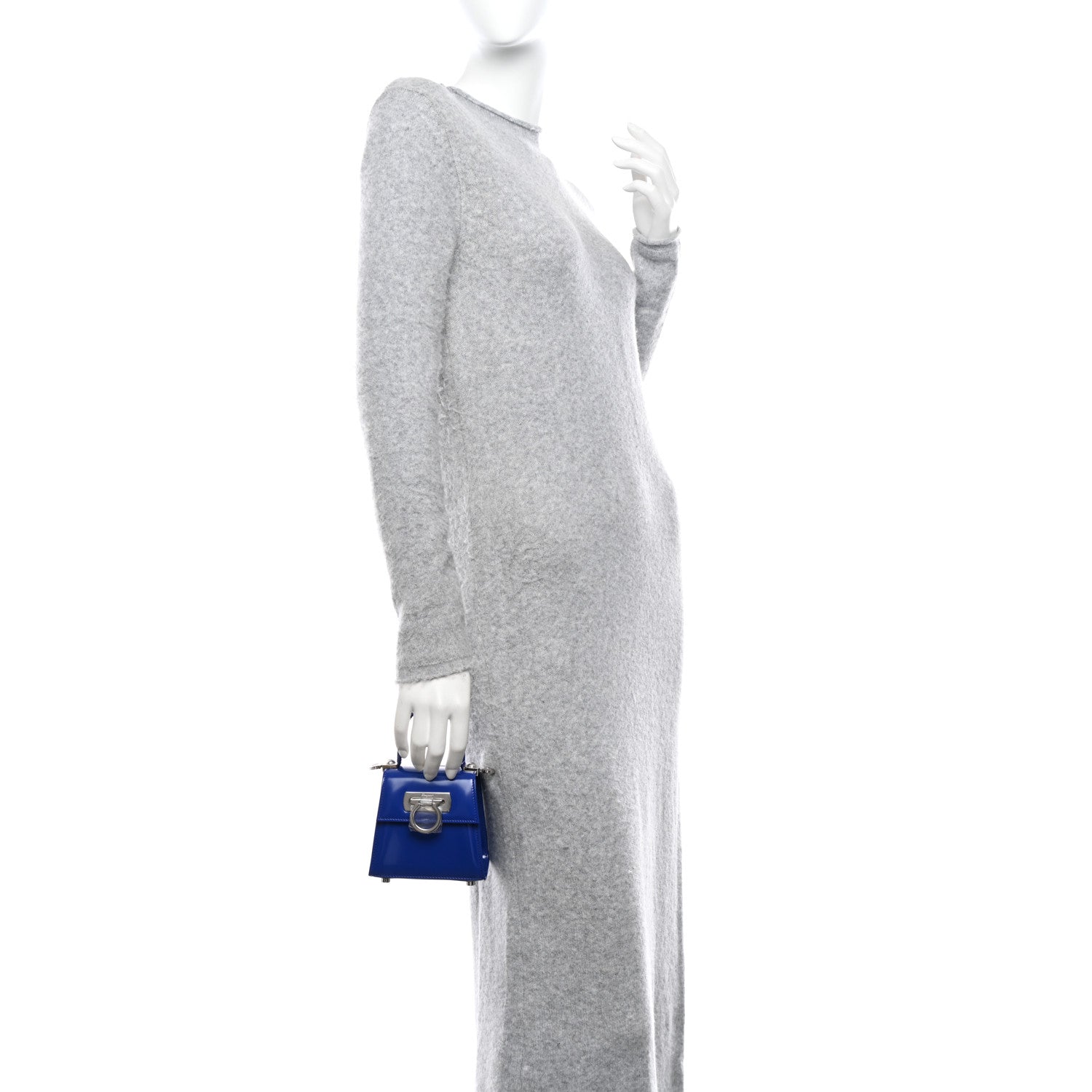 Salvatore Ferragamo Brushed Calfskin Micro Iconic Top Handle Bag Lapis Lazuli 2 of 9