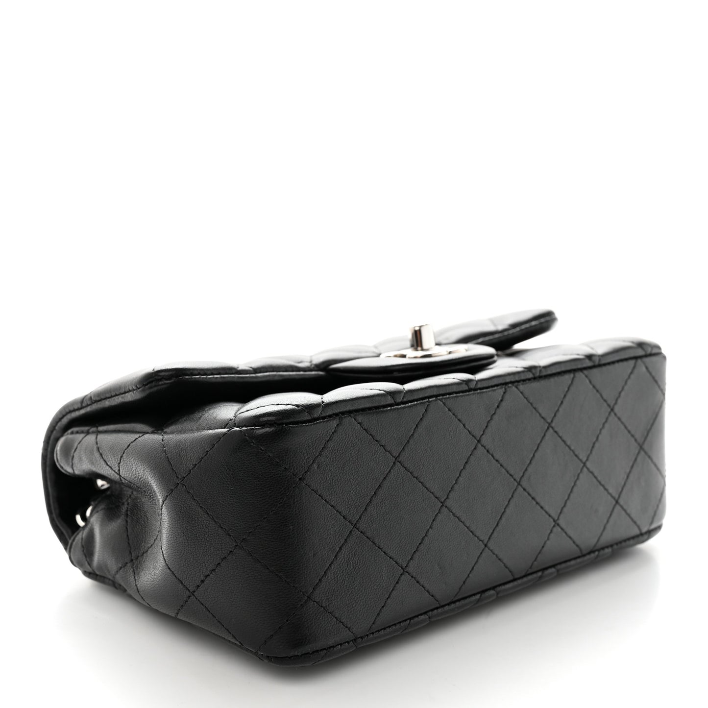 Lambskin Quilted Mini Rectangular Flap Black