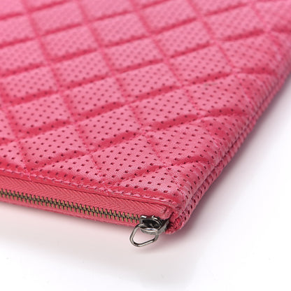 Chanel Perforated Lambskin Quilted Medium Zip Pouch Pink 11 of 14