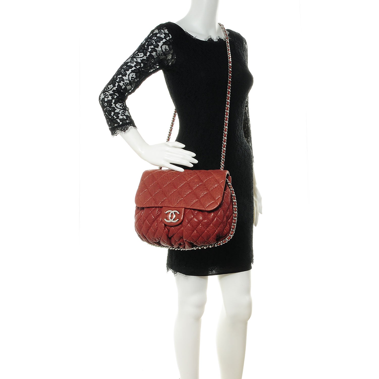 Chanel Washed Lambskin Chain Around Large Messenger Bag Burgundy 2 of 8