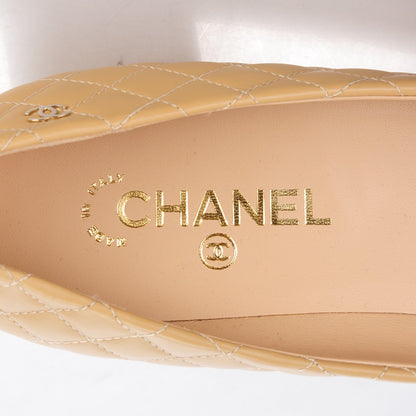 Chanel Lambskin Grosgrain Quilted CC Cap Toe Low Heel Pumps 41 Beige Black 6 of 9