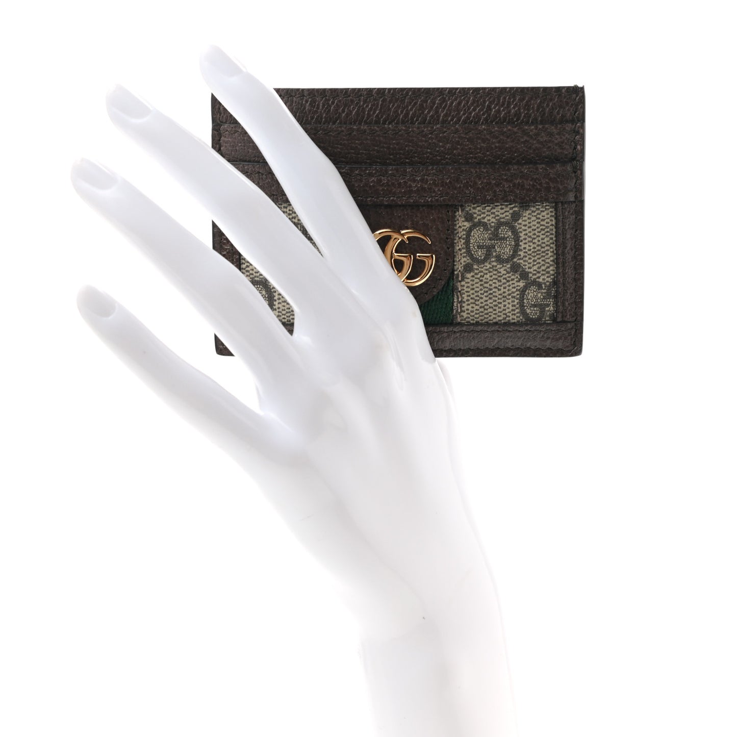 GG Supreme Monogram Ophidia Card Holder Brown
