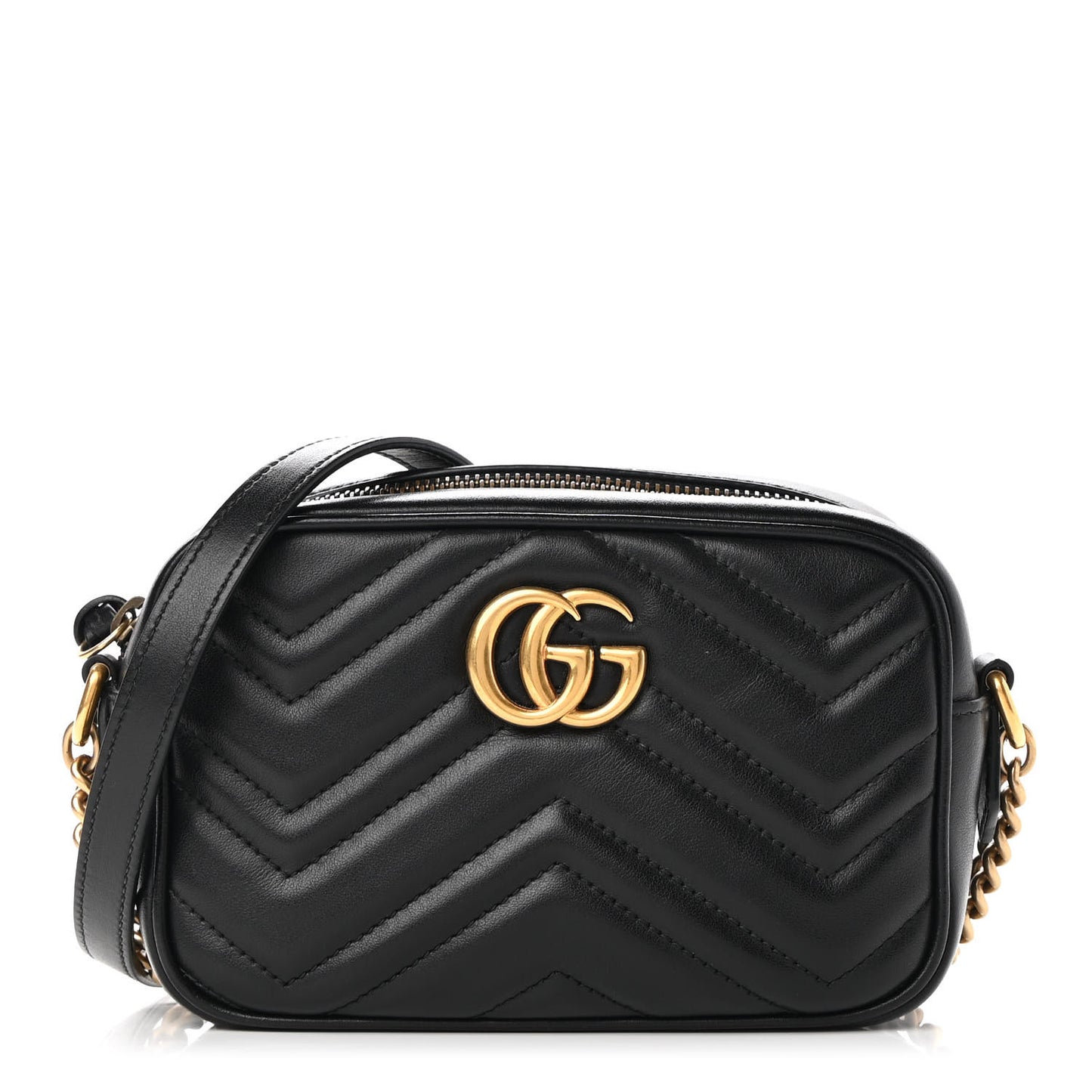 Calfskin Matelasse Mini GG Marmont Chain Shoulder Bag Black