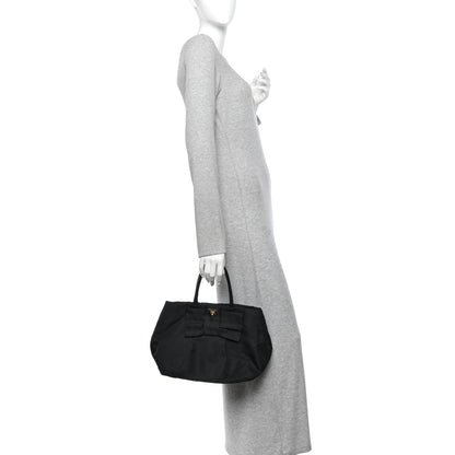 Prada Nylon Tessuto Fiocco Bow Tote Black 2 of 11