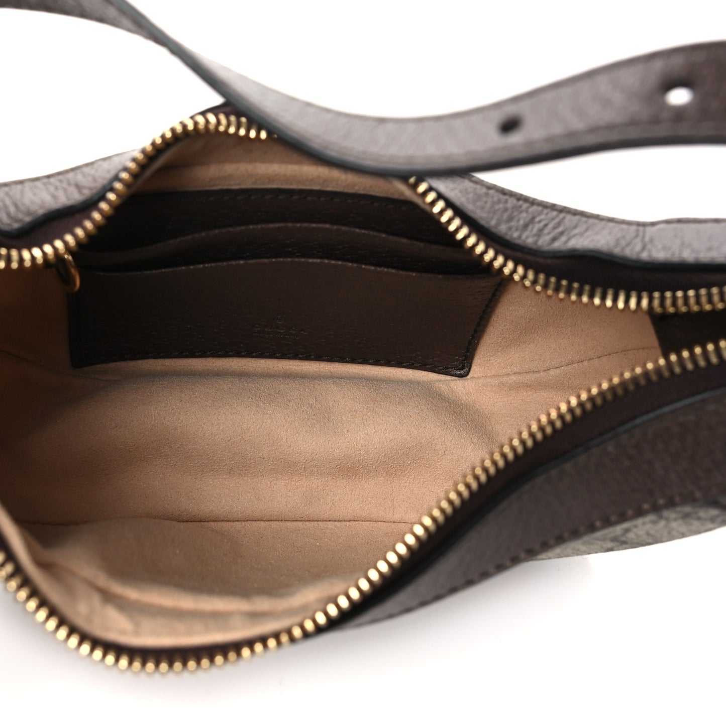 GG Supreme Monogram Textured Calfskin Web Mini Ophidia Half Moon Hobo Beige Ebony New Acero