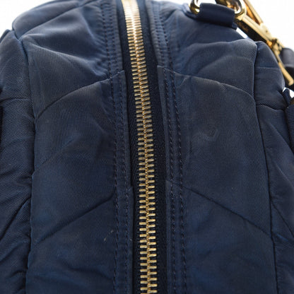 Prada Tessuto Nylon Chevron Quilted Dome Satchel Blue 8 of 10