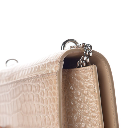Saint Laurent Calfskin Crocodile Embossed Monogram Sunset Chain Wallet Dark Beige 11 of 11