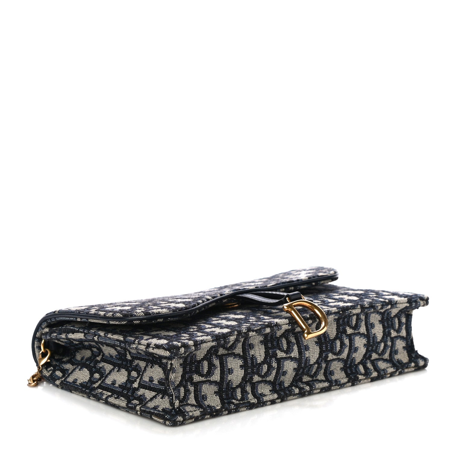 Christian Dior Oblique Saddle Chain Pouch Blue 4 of 14