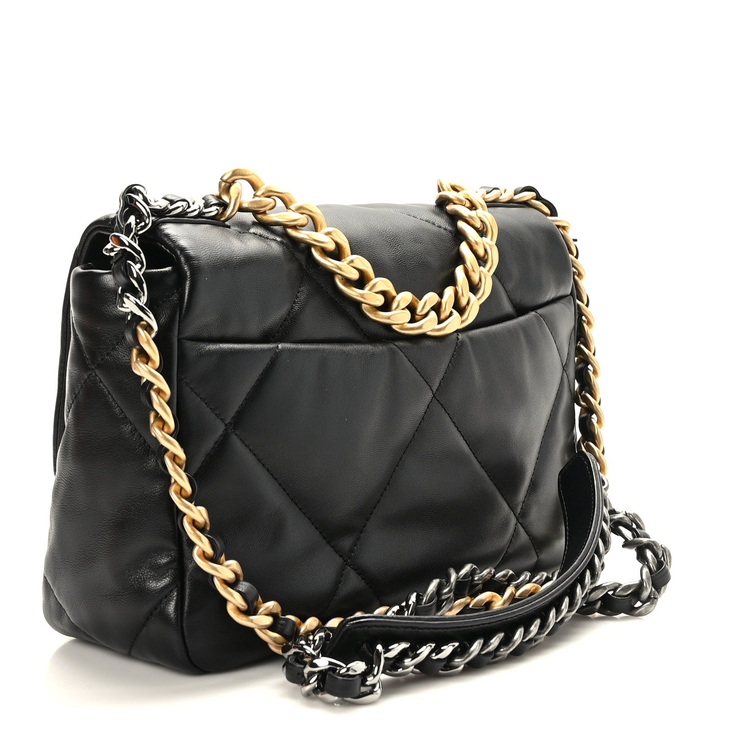 Chanel Shiny Goatskin Quilted Medium Chanel 19 Flap Black 3 of 10